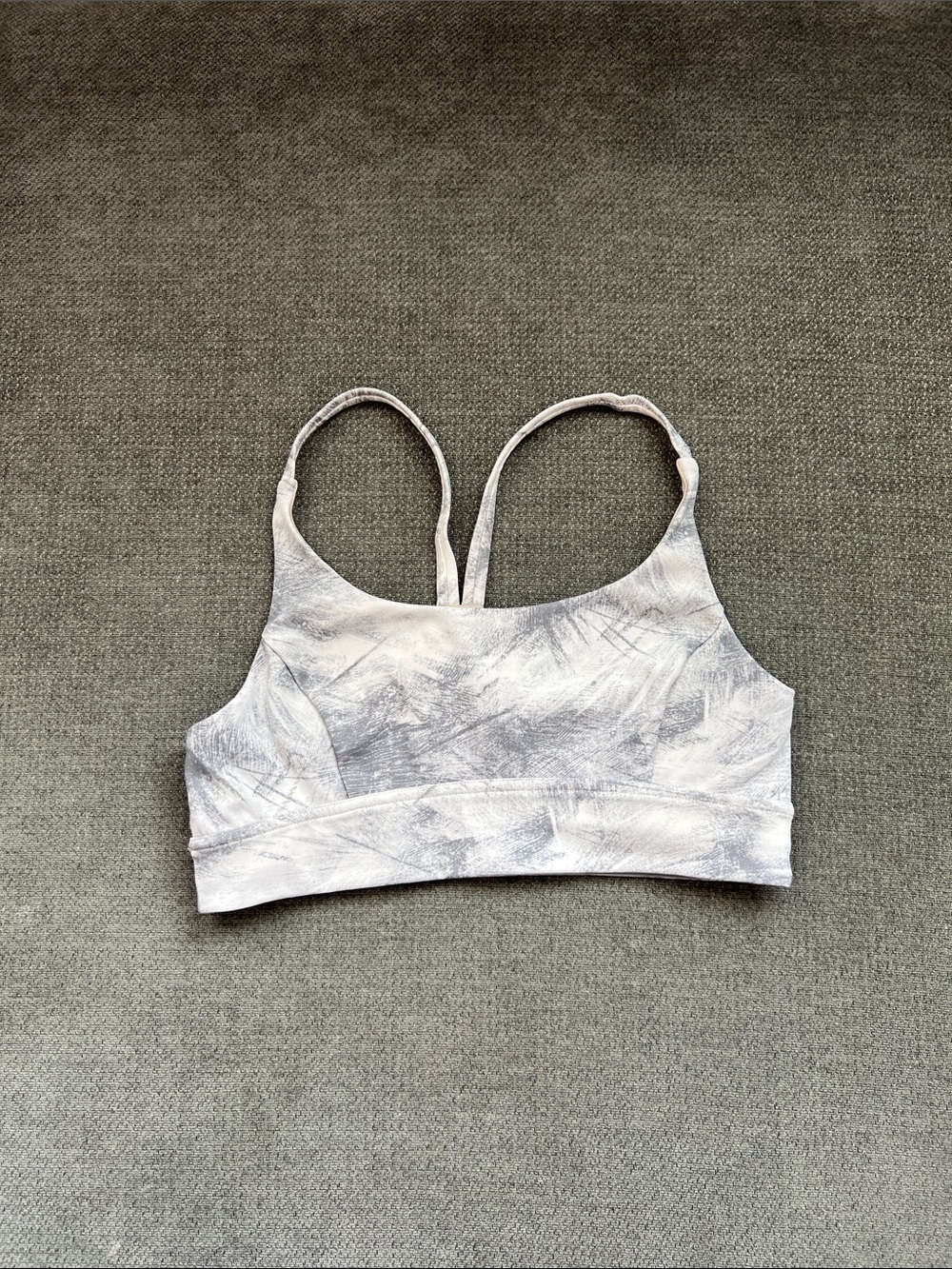 lululemon athletica White and Gray Marble Print Sports Bra